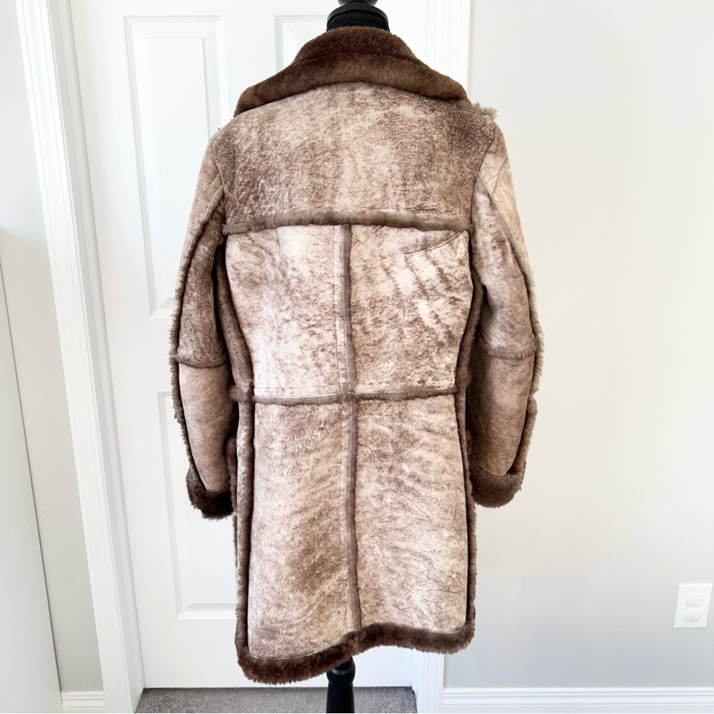 Vintage Rice Sportswear Genuine Shearling Sheepskin Leather Coat - Picture 3 of 16